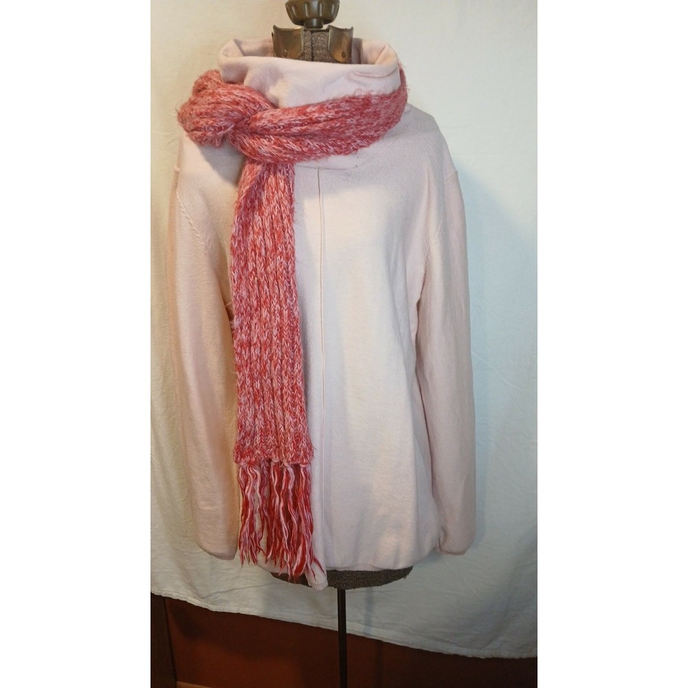 Calvin Klein Jeans Womens XL Pink Cowl Neck Center Seam Long Sleeve Knit Sweater